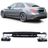 Difuzor sportiv spate cu tevi de evacuare negre, potrivit pentru Mercedes C-Class W205 sedan 18-21 Performance AutoTuning