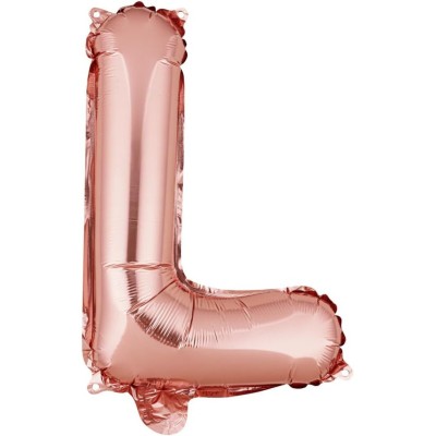 Balon folie metalizata litera l, flippy, 40 cm, umflati cu heliu sau aer, ambalaj individual, pai inclus, rose gold foto