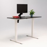 Birou electric LiftUp, inaltime reglabila, controler sus/jos, 1 motor, cadru alb, blat negru 120x60 cm, nou