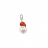 Pandantiv cristal natural coral natural si perle de cultura cu argint 925, Stonemania Bijou