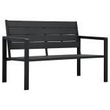 Cumpara ieftin Bancă de grădină, negru, 120 cm, aspect de lemn, HDPE