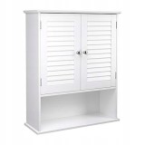 Dulap Baie Suspendat MDF Alb 60x20x70 cm, 3 Rafturi, 2 Usi, Leobert