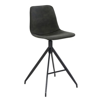 Scaun de bar Monaco, microfibră, gri, picioare negre foto