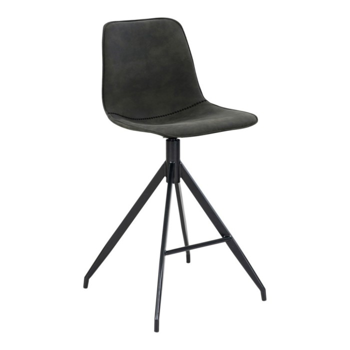 Scaun de bar Monaco, microfibră, gri, picioare negre