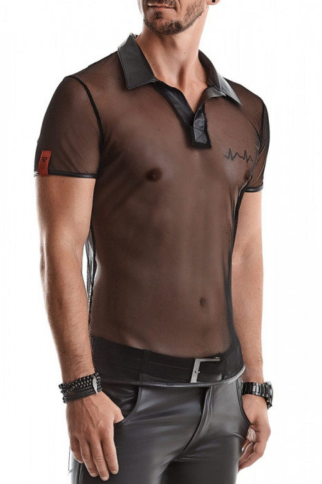 Tricou Polo Roberto din Plasa, Negru, M