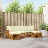 vidaXL Seturi de canapele 6 pcs Natural și Crem Lemn Solid de Acacia 3375240