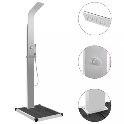 vidaXL Duș de exterior cu cădiță, WPC și oțel inoxidabil 3051288 foto