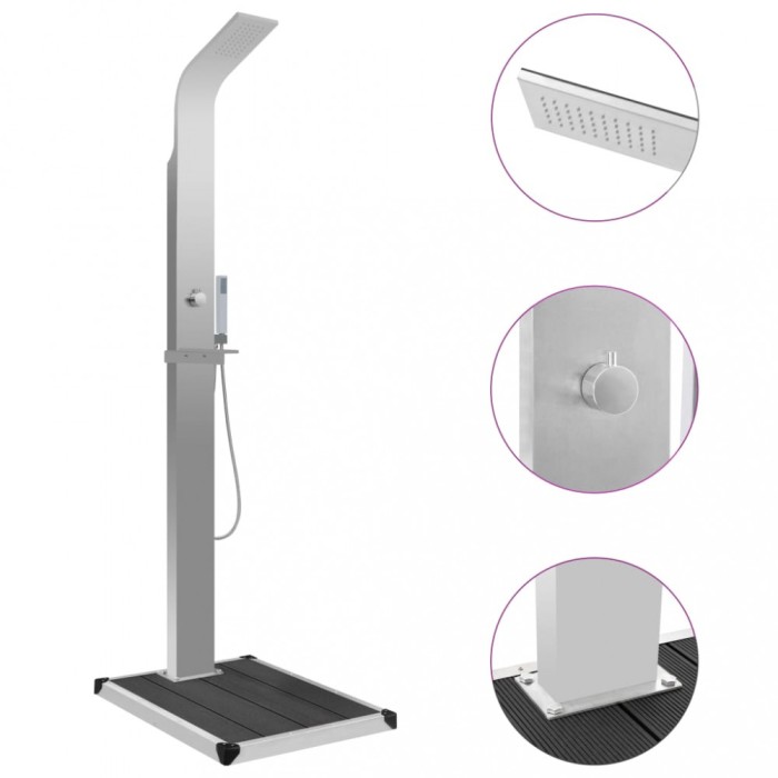 vidaXL Duș de exterior cu cădiță, WPC și oțel inoxidabil 3051288