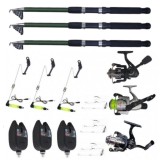 Set 3 lansete Ultra Carp 3 metrii, 3 senzori eastshark, 3 swingeri led, 3 mulinete si forfati