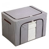 Cutie de depozitare pliabil&Auml; premium, 100l, material textil, cadru metalic, fermoar bidirec&Egrave;ional, fereastr&Auml; transparent&Auml;, design zebr&Auml;, alb-negr