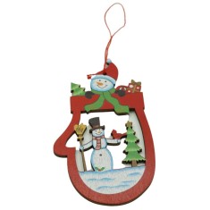 Ornament de brad oameni de zapada, flippy, multicolor, lemn, 10 cm