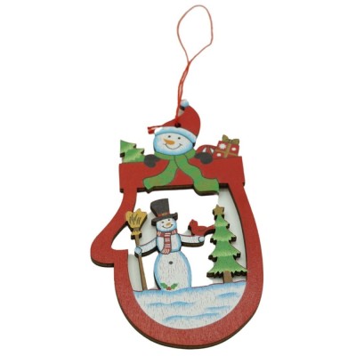 Ornament de brad oameni de zapada, flippy, multicolor, lemn, 10 cm foto