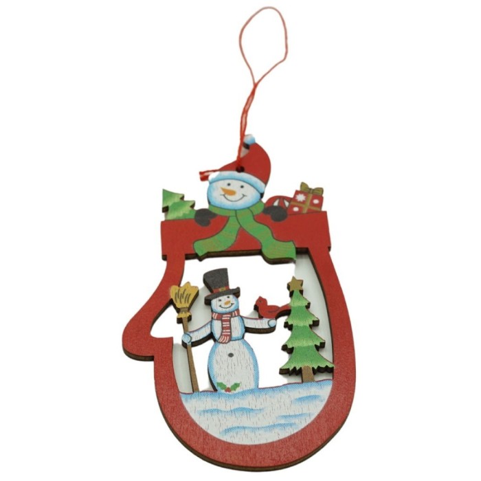 Ornament de brad oameni de zapada, flippy, multicolor, lemn, 10 cm