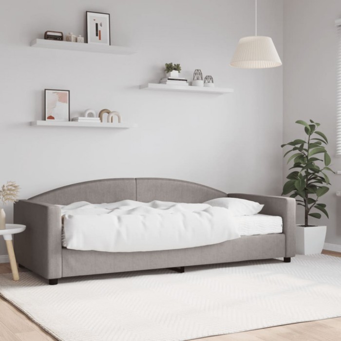 vidaXL Pat de zi cu saltea, gri taupe, 90x200 cm, textil 3197173