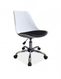 Cumpara ieftin Scaun birou ergonomic, SL Q777, polipropilena, tapiterie piele ecologica, mecanism de balans, 100 kg, alb/negru
