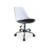 Scaun birou ergonomic, SL Q777, polipropilena, tapiterie piele ecologica, mecanism de balans, 100 kg, alb/negru