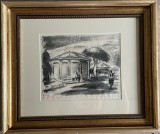 Tablou &rdquo;Balcic&rdquo; Francisc Sirato, litografie semnată olograf, rama sticla paspart