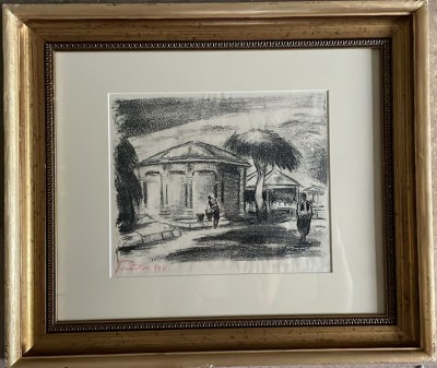 Tablou &amp;rdquo;Balcic&amp;rdquo; Francisc Sirato, litografie semnată olograf, rama sticla paspart foto