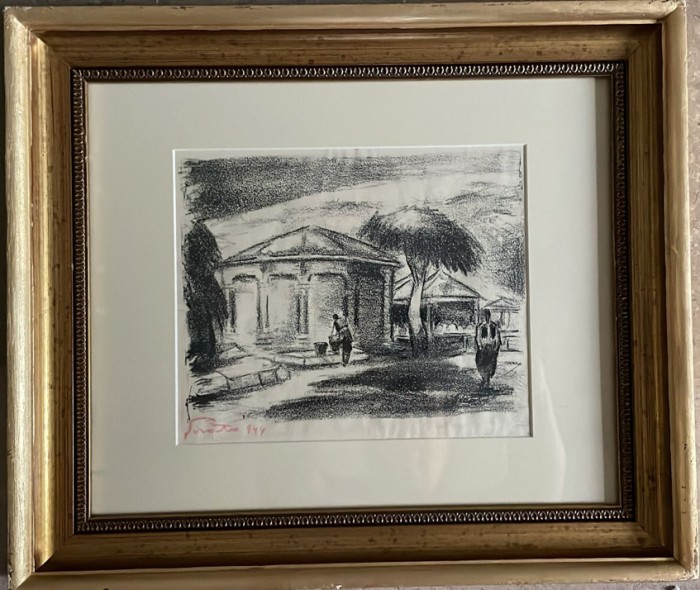 Tablou &rdquo;Balcic&rdquo; Francisc Sirato, litografie semnată olograf, rama sticla paspart