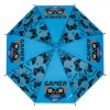 Umbrelă Copii, Model Gamer, Albastru, Deschidere Automată, Lungime 66cm, Oem