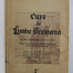 CURS DE LIMBA GERMANA PENTRU CLASA VII -A SECUNDARA de VIRGIL TEMPEANU , 1941, PREZINTA PETE SI HALOURI DE APA *
