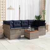 vidaXL Set de canapele pentru grădină 7 pcs Gri și albastru marin 3355952