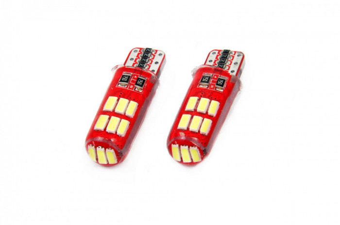 Set becuri auto cu LED CANBUS compatibil T10e W5W 12 SMD SILCA Alb 12V,