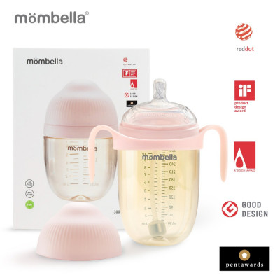 Biberon anticolici mombella breast-like, 300ml, tetina 360&amp;Atilde;&amp;sbquo;&amp;Acirc;&amp;deg; xl flux consistent, ppsu, old roze foto