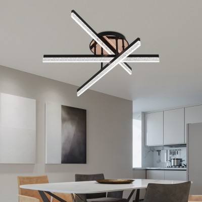 Lustra LED cu Telecomanda LT179/3BK, 41W, 3 Elemente, Lumina Rece/Clada/Neutra, Dimabila, Negru ModernLight Concept foto