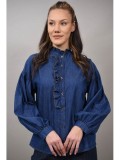 CAMASA TIP DENIM CU VOLANE ANGELA TALIE UNICA Denim