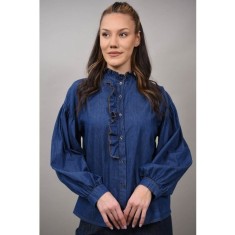 CAMASA TIP DENIM CU VOLANE ANGELA TALIE UNICA Denim