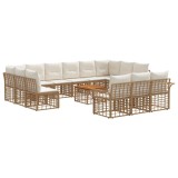 vidaXL Set de canapele de exterior 14 pcs Alb Natural și Crem 3437792
