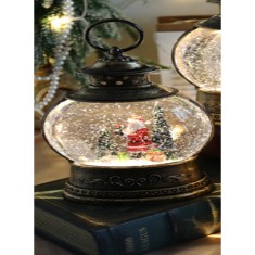 Lampa Neagra Tip Felinar, Alb Cald, Muzica, Cablu USB, 13x8x21cm foto