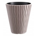 Ghiveci decorativ Prosperplast Sandy, rotund, 29.7x33 cm, plastic, cafeniu, interior/exterior