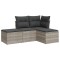Set canapea de gradina cu perne, 4 piese, gri deschis poliratan
