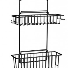 Suport depozitare suspendabil pentru bucatarie, Wenko, Flexi Black, 32 x 47 x 12.5 cm, metal, negru
