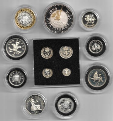 Marea Britanie-2000 SET 13 MONEDE ARGINT PROOF - Millennium 13 Coin Set foto