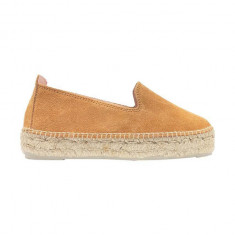 Manebi espadrile din piele intoarsa Double Sole Espadrilles culoarea maro, cu platforma, R 3.9 D0