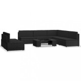 vidaXL Set mobilier de grădină, 7 piese, negru, poliratan