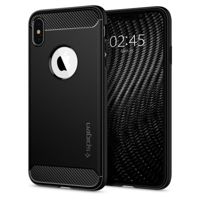 Husa Spigen Rugged Armor pentru Apple iPhone X/XS Negru Mat foto