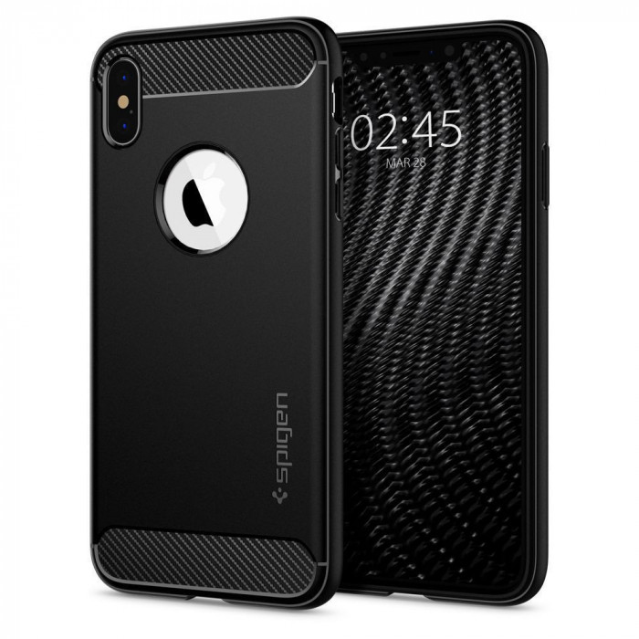 Husa Spigen Rugged Armor pentru Apple iPhone X/XS Negru Mat