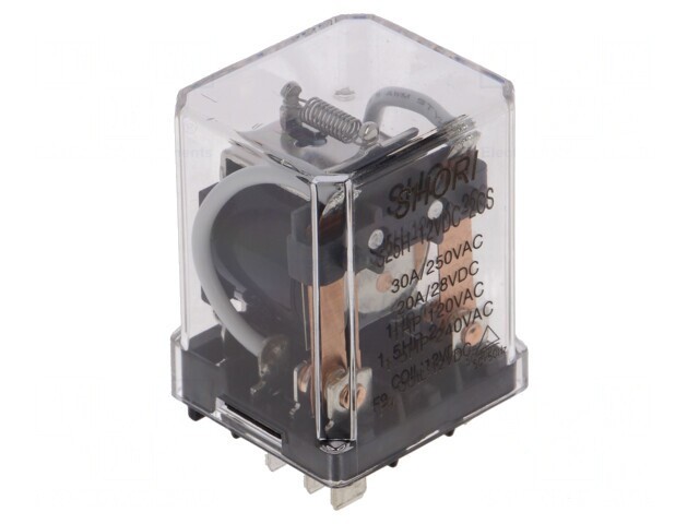 Releu electromagnetic DPDT 12VDC 30A PCB 1,2W