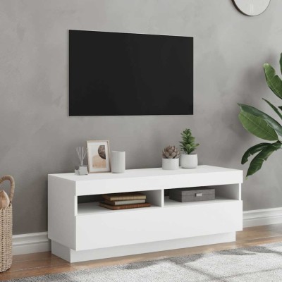 vidaXL Comodă TV cu lumini LED, alb, 100x35x40 cm foto
