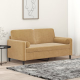 Canapea cu 2 locuri cu pernute, maro, 140 cm, catifea GartenMobel Dekor, vidaXL