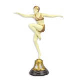 Dansatoare - statueta din bronz pictat cu soclu din marmura BG-51