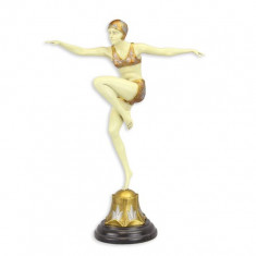 Dansatoare - statueta din bronz pictat cu soclu din marmura BG-51