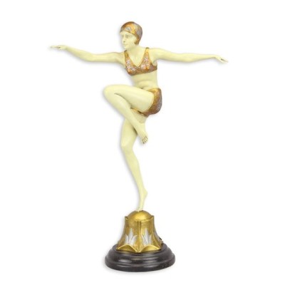 Dansatoare - statueta din bronz pictat cu soclu din marmura BG-51 foto