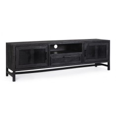 Comoda TV 2 usi 1 sertar lemn mango gri antracit Weston 180x40x55 cm