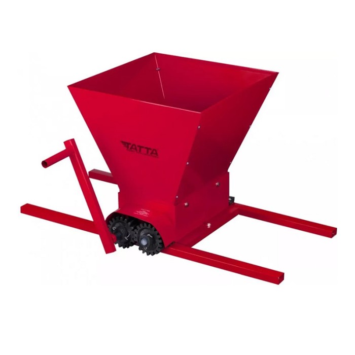 Zdrobitor manual pentru struguri Tatta, 20 l, 300 kg/h, cuva inox, Rosu