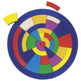 Puzzle circular din lemn Combinatii de culori 29 piese, Goki